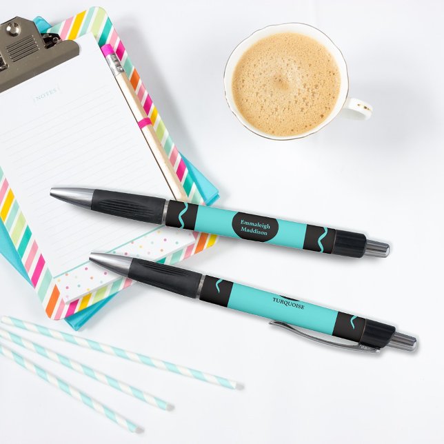 Turquoise Crayon Wrap Monogram Name Pen (Creator Uploaded)