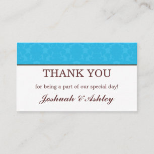 Turquoise & Cream Wedding Table Thank You Cards
