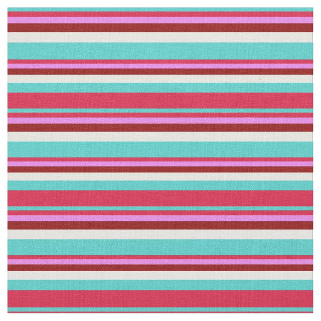 Turquoise, Crimson, Violet, Dark Red, and White Fabric (Close Up)