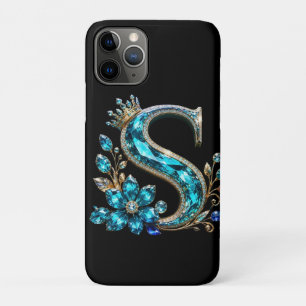 Turquoise Crystal Letter S & Crown iPhone 11 Pro Case