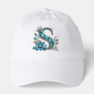 Turquoise Crystal Letter S & Crown Hat