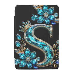 Turquoise Crystal Letter S & Crown iPad Mini Cover
