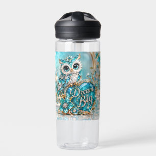 Turquoise Crystal Owl Dream Big Luxury Design Water Bottle