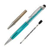 Turquoise Crystalline Engraved Lady Ball Point Pen (Top)