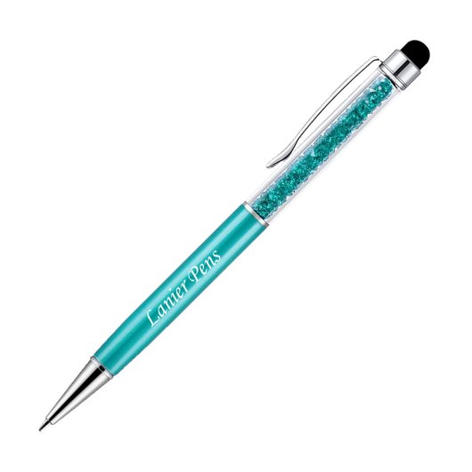 Turquoise Crystalline Engraved Lady Ball Point Pen (Front)