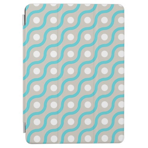 Turquoise Curving Line Pattern With Spots iPad Air Cover