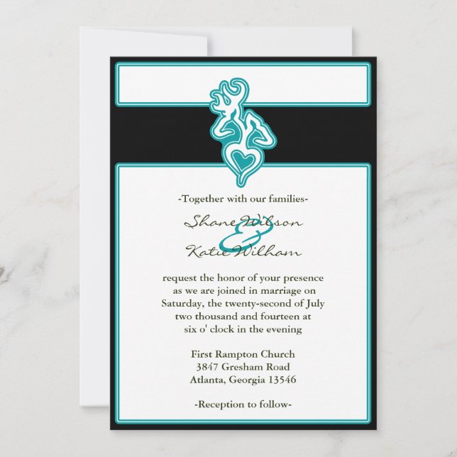 Turquoise Custom Outline Color Invitation (Front)