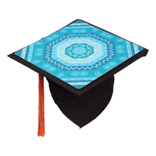 Turquoise Custom Patterned Flair Graduation Cap Topper