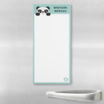Turquoise Cute Panda Bear & Paws Add Your Name Magnetic Notepad<br><div class="desc">Cute magnetic notepad you can keep on the fridge with a curious panda peeking out from behind the writing area. A panda notepad for the fridge in turquoise with a large white area for writing. Magnetic notepad personalized with your name. A cute kawaii panda with blushing cheeks and black paws....</div>