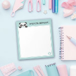 Turquoise Cute Panda Bear & Paws Add Your Name Notepad<br><div class="desc">Cute notepad with a curious panda peeking out from behind the writing area. A panda notepad in turquoise with a large white area for writing. Kawaii notepad personalized with your name. A cute kawaii panda with blushing cheeks and black paws. Write down your daily notes on this cute panda notepad...</div>