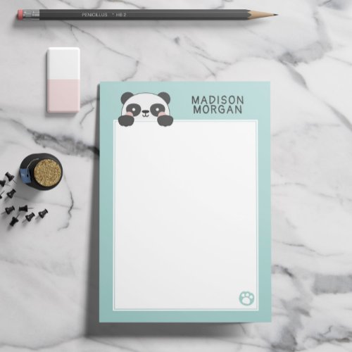 Turquoise Cute Panda Bear  Paws Add Your Name Post_it Notes