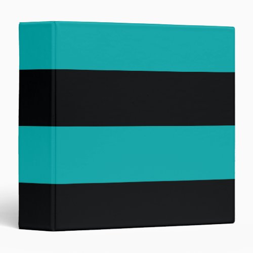 Turquoise Cyan and Black Simple Extra Wide Stripes 3 Ring Binder