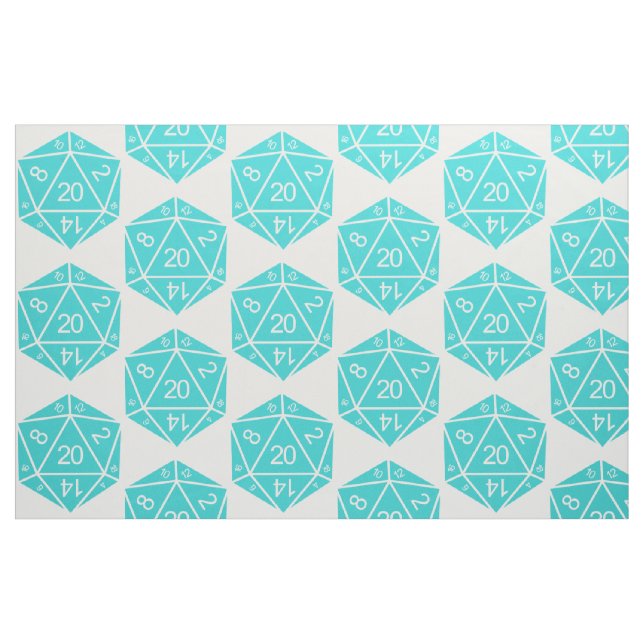 Turquoise D20 Dice Fabric (Fat Quarter)