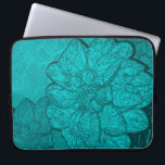 Turquoise Dahlia Floral Pattern Laptop Sleeve<br><div class="desc">This modern turquoise floral neoprene laptop sleeve features a stunning abstract floral design highlighting the beauty of the dahlia flower in a monochromatic color palette of turquoise, aqua and teal. A bold turquoise dahlia is the focal point of this maximalist design, framed by two darker dahlia flowers on a patterned...</div>