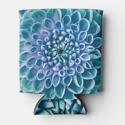 Turquoise Dahlia Flower Macro Background Can Cooler