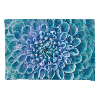 Turquoise Dahlia Flower Macro Background Pillow Case