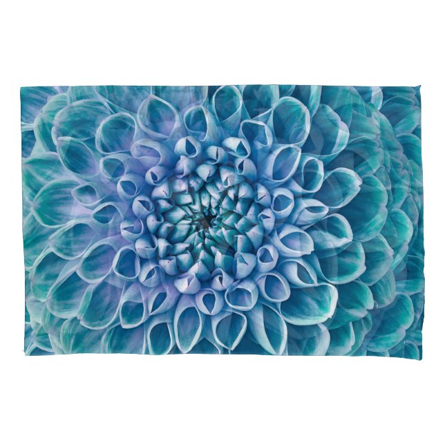 Turquoise Dahlia Flower Macro Background Pillow Case (Front)