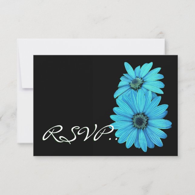 Turquoise Daisies RSVP Wedding Response Card V2 (Front)