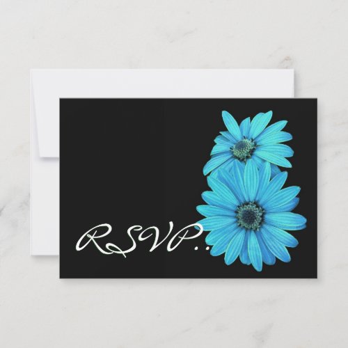Turquoise Daisies RSVP Wedding Response Card V2