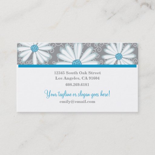 Customizable Turquoise Daisy for Florists Greenhouse Gardeners Business Cards
