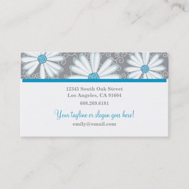 Turquoise Daisy for Florists Greenhouse Gardeners Business Card (Front)