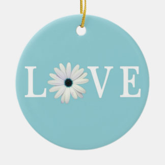 Turquoise Daisy Love Ornament