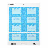 Turquoise Damask Boy Baby Shower Custom Name Tag | Zazzle