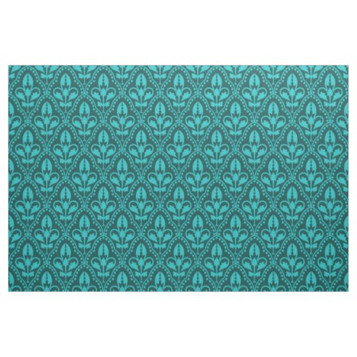 Turquoise Damask Pattern Fabric