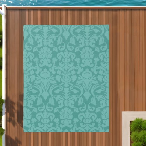 Turquoise Damask Rug _ Stylish Large Print Pattern