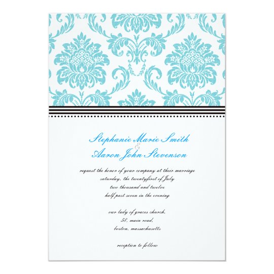 Turquoise Damask Wedding Invitation | Zazzle.com