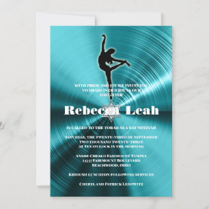 Turquoise Dance Dancing Dancer Bat Mitzvah Invitation