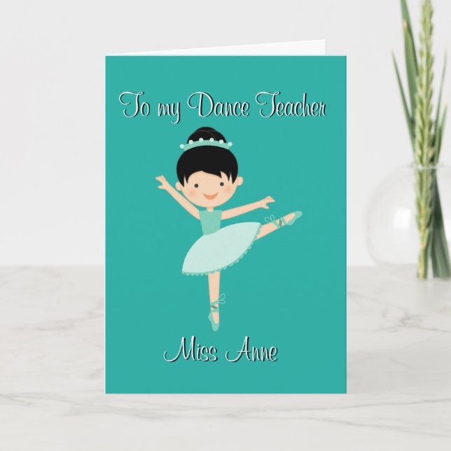 Turquoise Dance Teacher Thank You Card (Front)