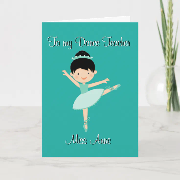 Turquoise Dance Teacher Thank You Card Zazzle