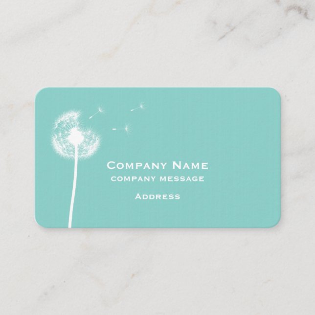 Turquoise Dandelion Business Card (Front)
