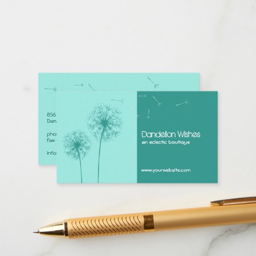 Turquoise Dandelion Wishes Business Card