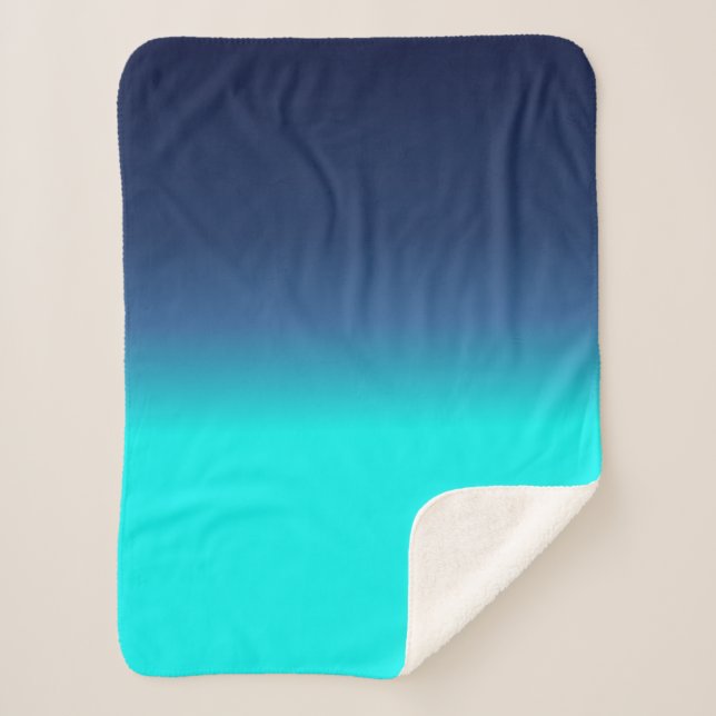 Turquoise Dark Blue Ocean Colors Stylized Blanket (Front)