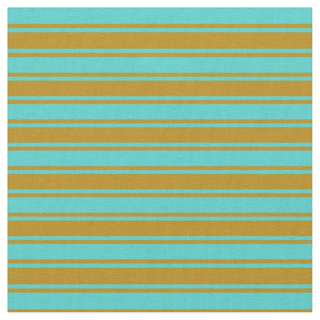 Turquoise & Dark Goldenrod Lines Fabric (Close Up)