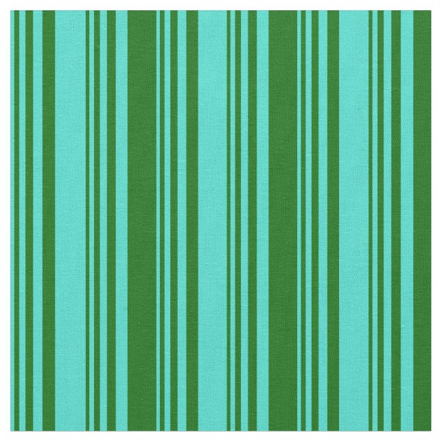 Turquoise & Dark Green Colored Pattern Fabric (Close Up)