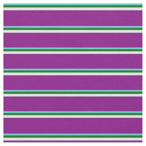 Turquoise, Dark Green, Lavender & Purple Lines Fabric