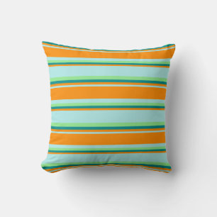 Turquoise, Dark Orange, Dark Cyan & Light Green Throw Pillow