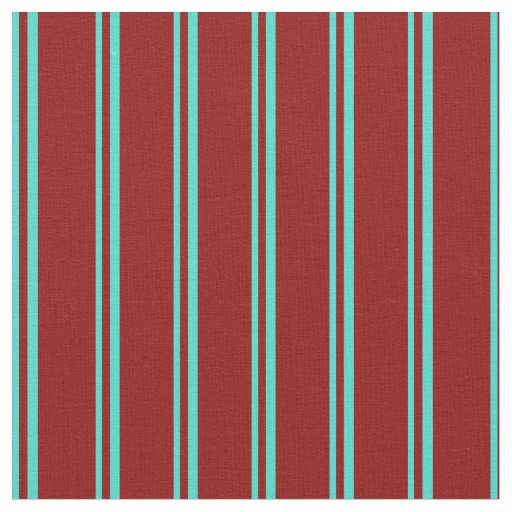 Turquoise & Dark Red Striped Pattern Fabric