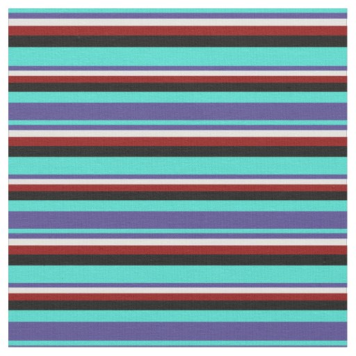 Turquoise, Dark Slate Blue, Cyan, Dark Red & Black Fabric