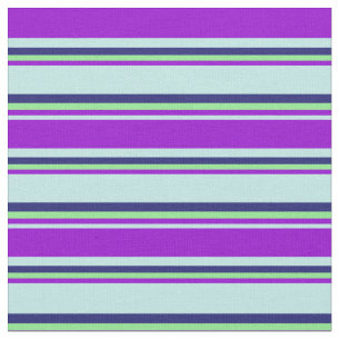 Turquoise, Dark Violet, Light Green, Midnight Blue Fabric