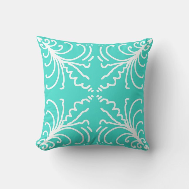 Turquoise deco throw pillow (Front)