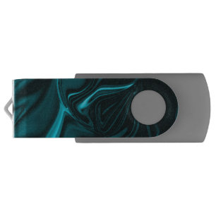 Turquoise, deep sky or cyan blue curves. flash drive