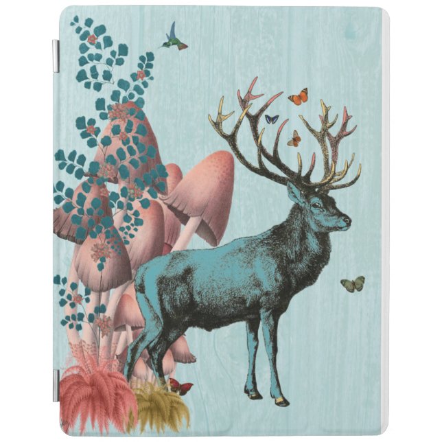 Turquoise Deer in Mushroom Forest 2 iPad Air Cover (Front)