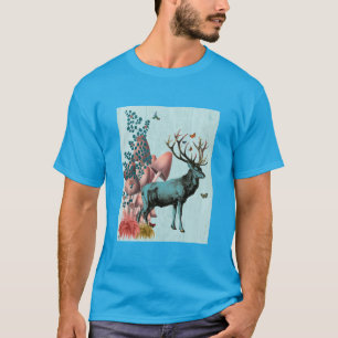 Turquoise Deer in Mushroom Forest 2 T-Shirt