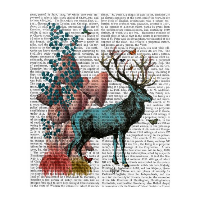 Turquoise Deer in Mushroom Forest Acrylic Print (Front)