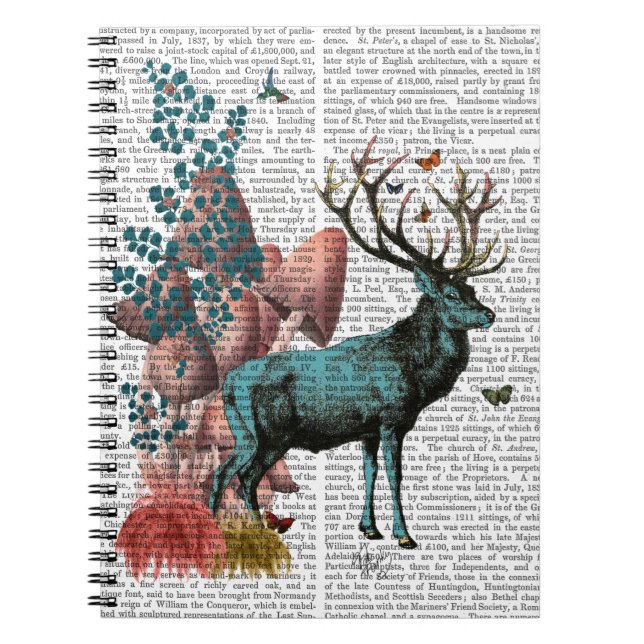 Turquoise Deer in Mushroom Forest Notebook (Front)