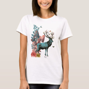 Turquoise Deer in Mushroom Forest T-Shirt